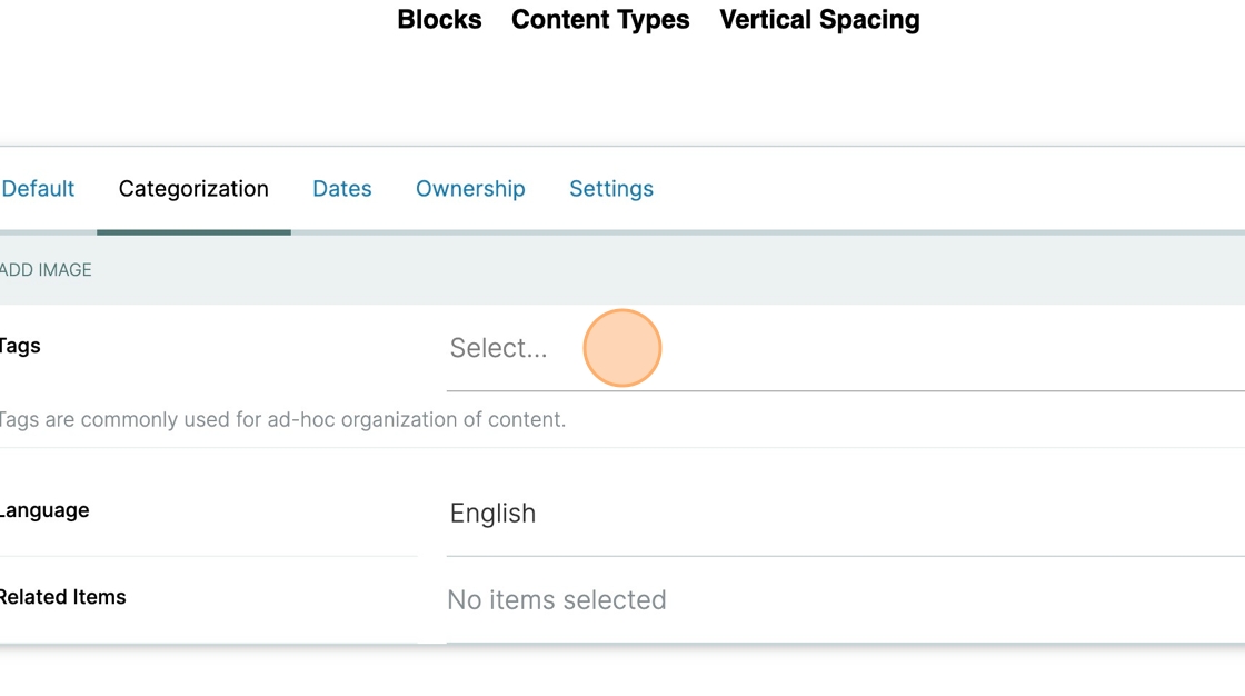 The tags drop down list