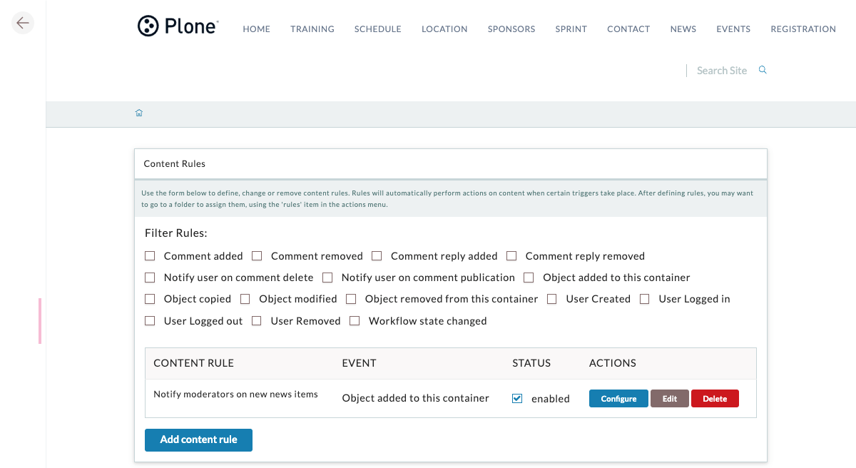 Create a new content rule for an event.