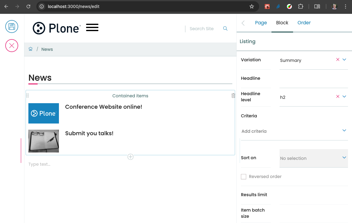listing block