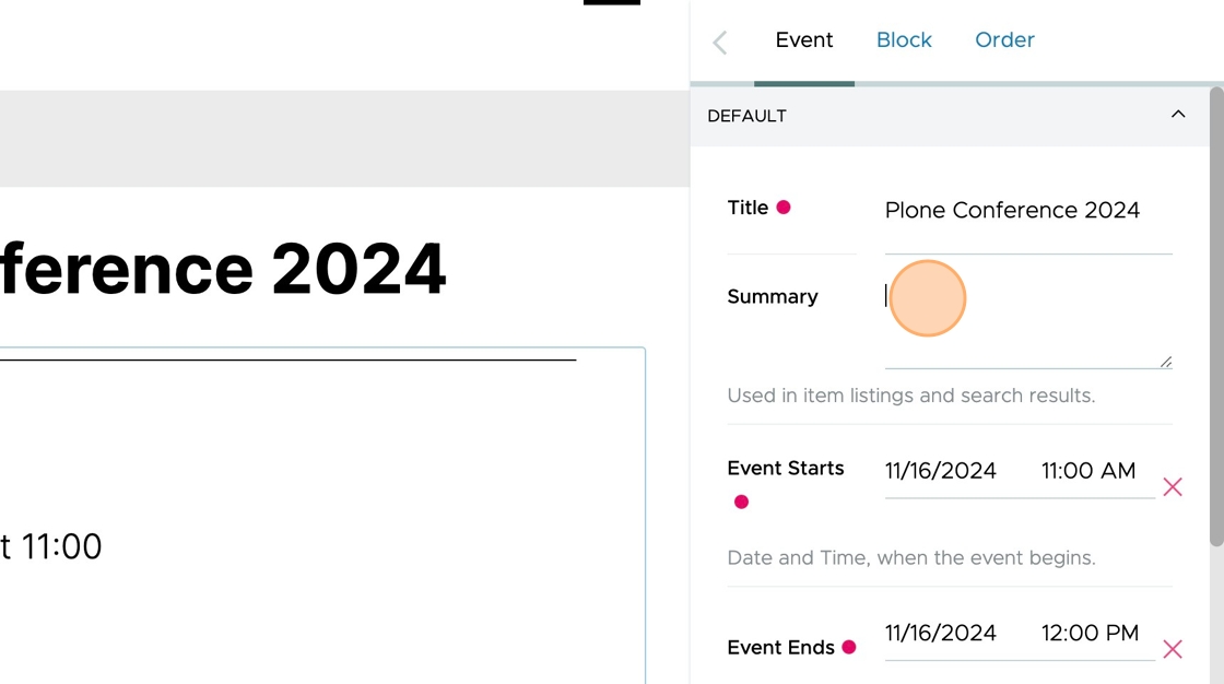 The event summary field